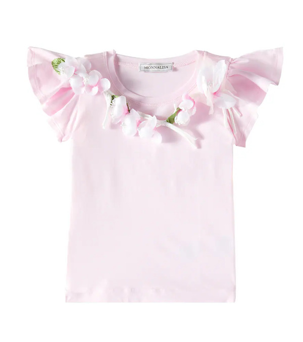  Monnalisa Monnalisa Camiseta De Algodón Con Apliques Florales 