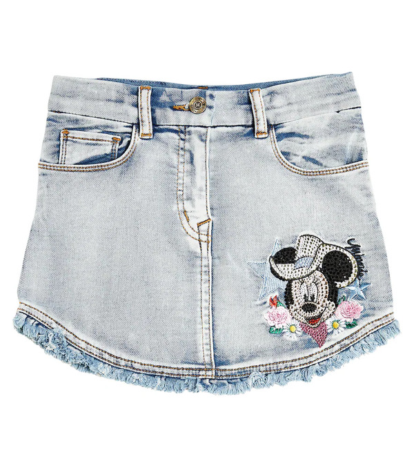 Monnalisa Monnalisa Falda Deshilachada De Denim Bordada 