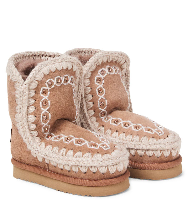  Mou Kids Mou Kids Botas De Ante Con Borrego Bordadas 