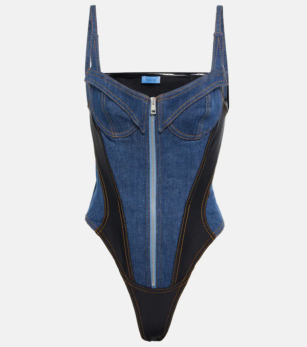  Mugler Mugler Body En Denim Con Paneles 