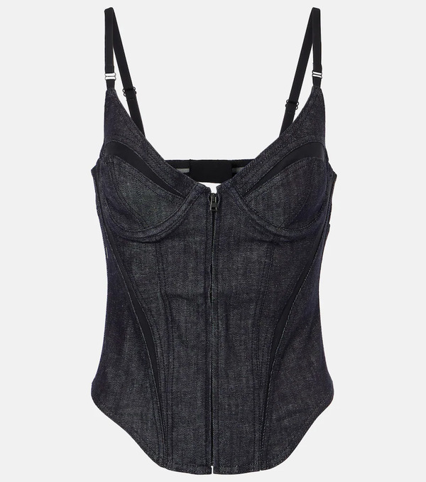  Mugler Mugler Corsé De Denim Con Malla 