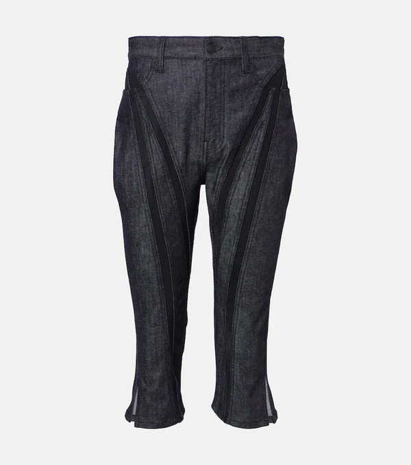  Mugler Mugler Pantalones Capri De Denim Con Malla 