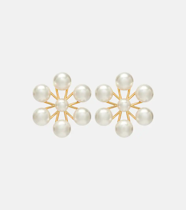  Oscar De La Renta Oscar De La Renta Pendientes Con Perlas Sintéticas Florales 