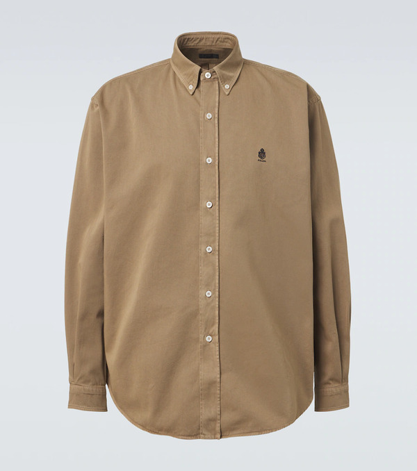 Prada Prada Camisa De Algodón Bordada 