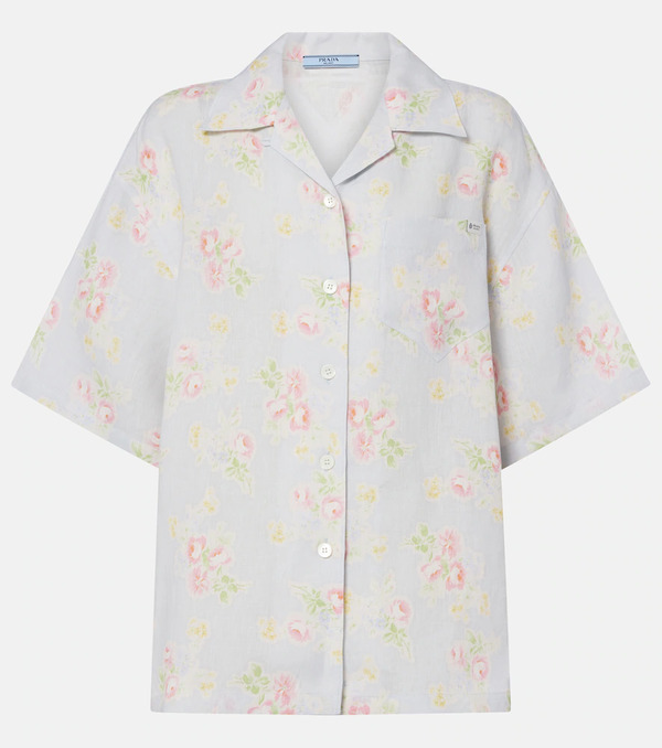  Prada Prada Camisa De Lino Floral 