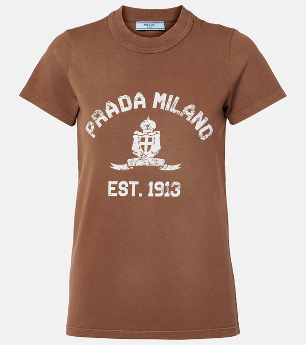  Prada Prada Camiseta De Algodón Con Logo 