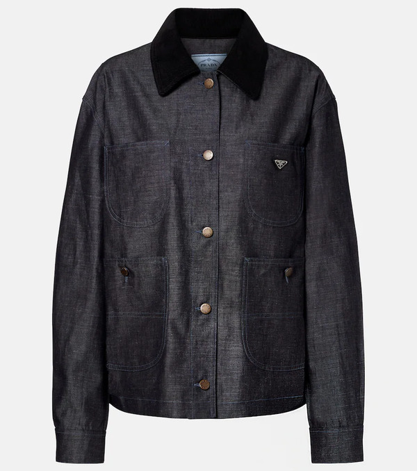  Prada Prada Chaqueta De Chambray De Algodón Y Lino 
