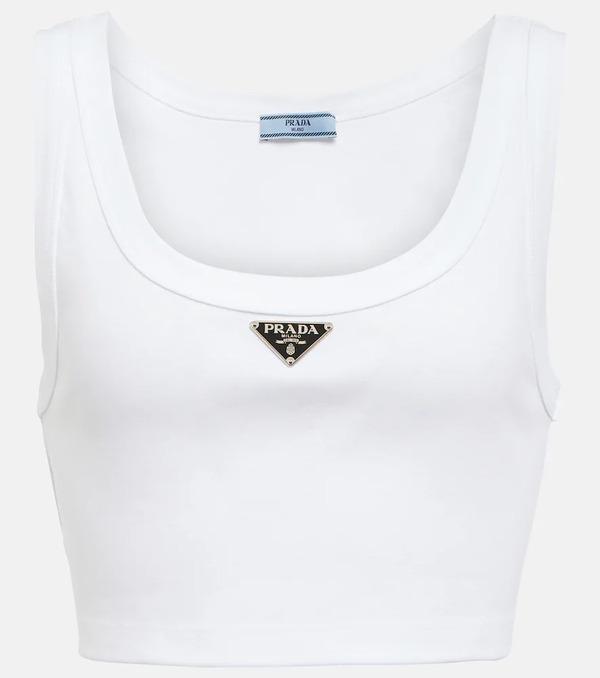  Prada Prada Crop Top De Jersey De Algodón 