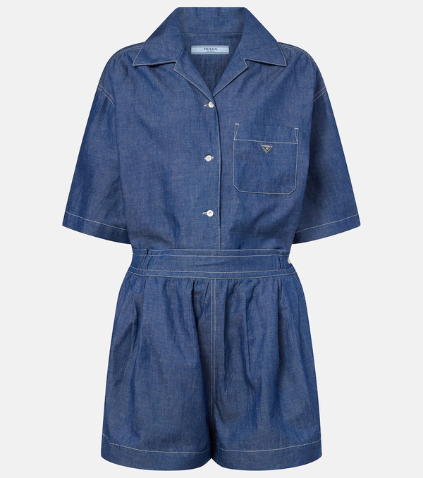  Prada Prada Mono De Chambray De Algodón Y Lino 