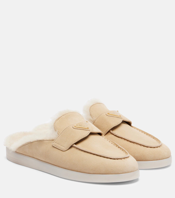  Prada Prada Mules De Ante Con Borrego 