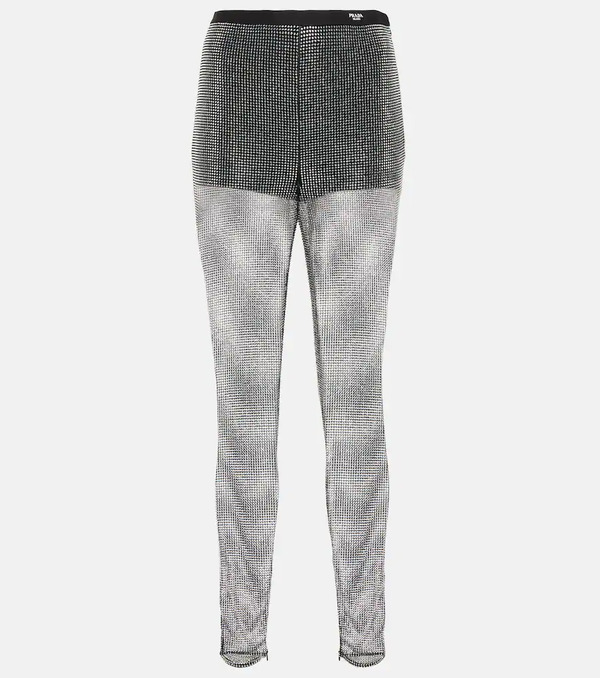  Prada Prada Pantalones De Malla Con Pedrería 