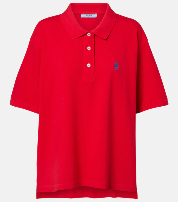  Prada Prada Polo De Piqué De Algodón Con Logo 