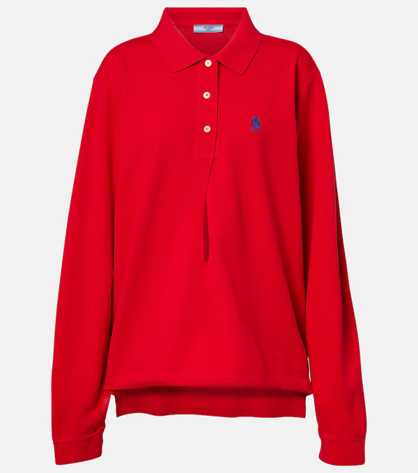  Prada Prada Polo De Piqué De Algodón Con Logo 