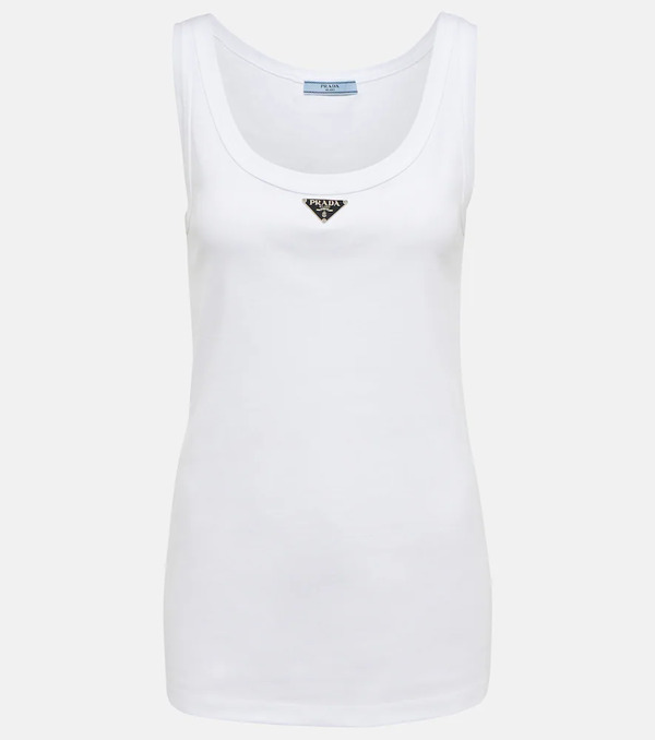  Prada Prada Tank Top De Algodón Con Logo 