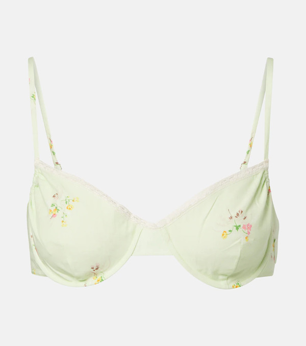  Prada Prada Top De Algodón Con Encaje Floral 