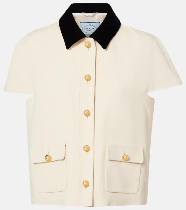  Prada Prada Top De Sablé Con Terciopelo 