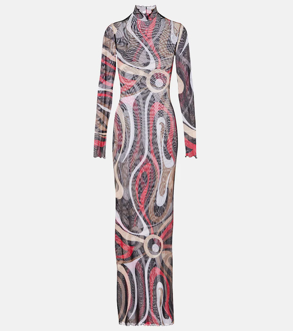  Pucci Pucci Vestido Largo De Jersey Con Tul 
