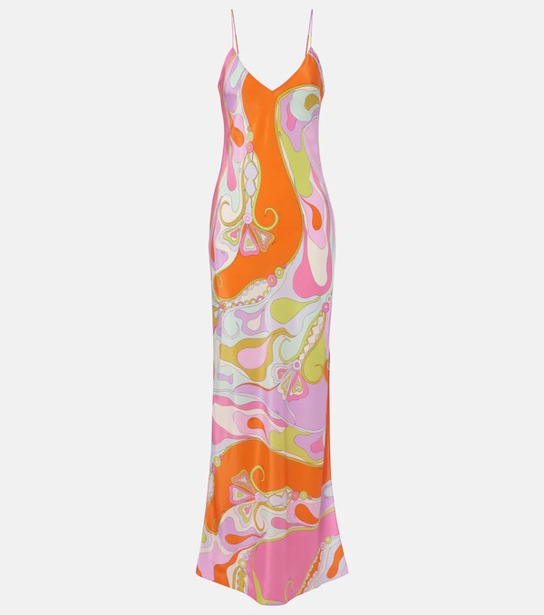  Pucci Pucci Vestido Largo Orchidee De Sarga De Seda 