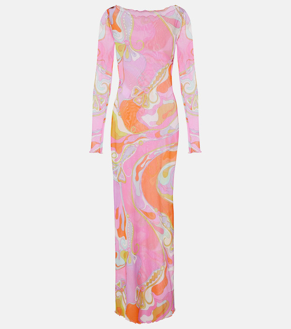  Pucci Pucci Vestido Largo Orchidee De Tul 