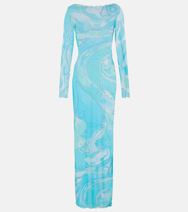  Pucci Pucci Vestido Largo Orchidee Translúcido 