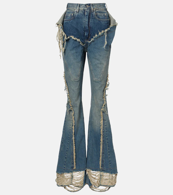  Rick Owens Rick Owens Jeans Flared Silvered Con Efecto Desgastado 