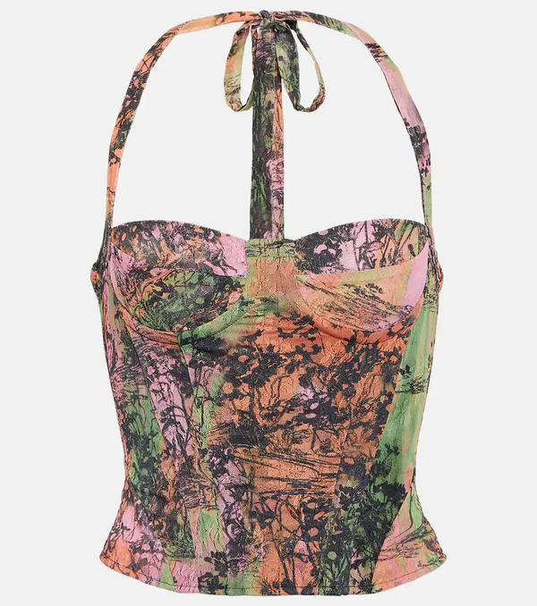  Roberta Einer Roberta Einer Top Bustier Estampado Con Cuello Halter 