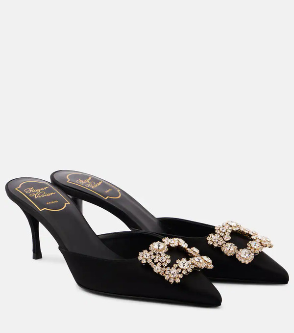  Roger Vivier Roger Vivier Mules Efflorescence 65 De Satén Adornados 