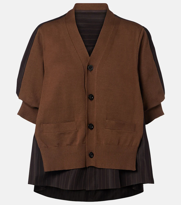  Sacai Sacai Cárdigan De Algodón A Rayas 