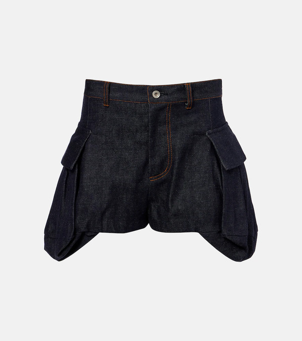  Sacai Sacai Shorts De Denim De Tiro Alto 