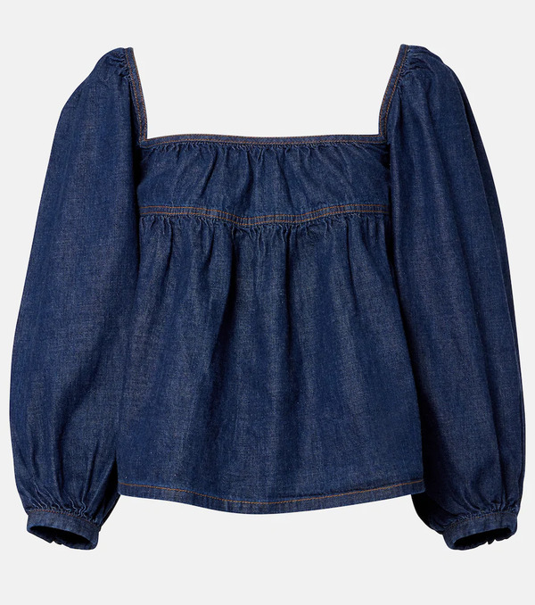  Saint Laurent Saint Laurent Blusa De Denim Fruncida 