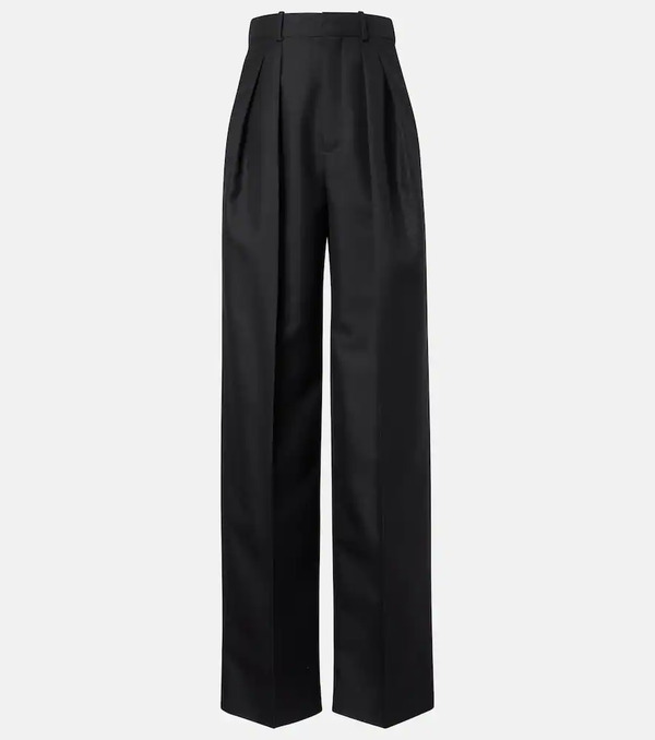  Saint Laurent Saint Laurent Pantalones Anchos De Lana Y Mohair 
