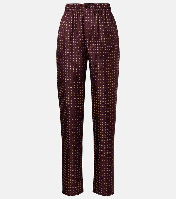  Saint Laurent Saint Laurent Pantalones De Pijama De Satén De Seda Estampados 