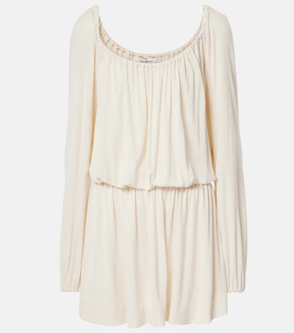  Saint Laurent Saint Laurent Vestido Corto De Jersey Con Volantes 