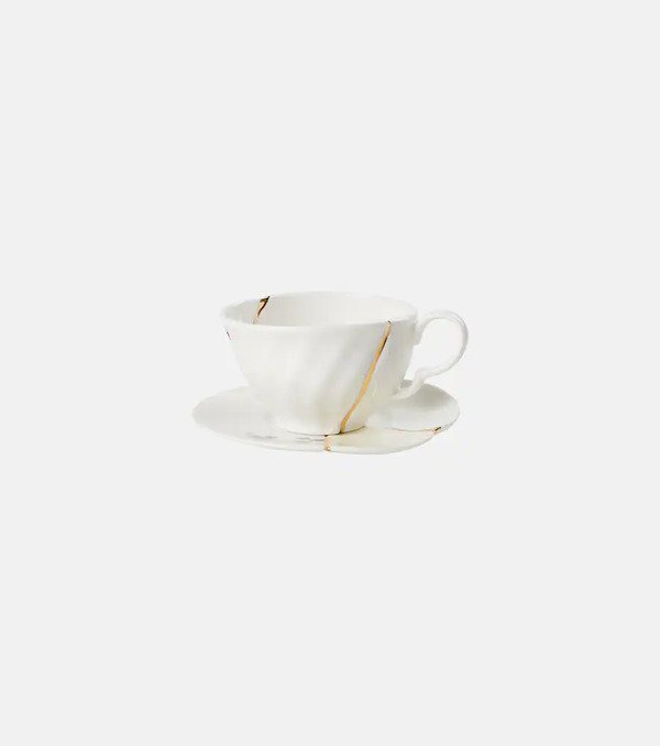  Seletti Seletti Set De Taza De Té Y Platillo Kintsugi De Porcelana Bañada En Oro Por Marcantonio Raimondi Malerba 