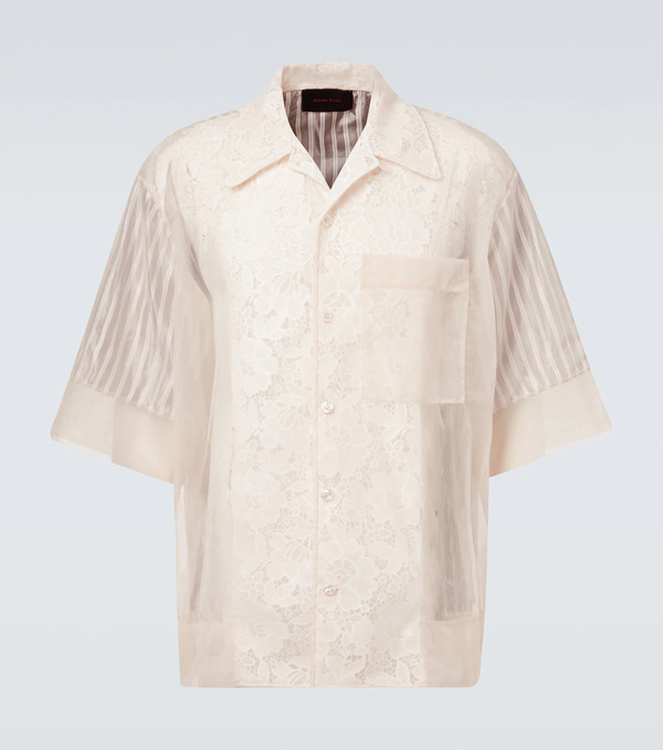  Simone Rocha Simone Rocha Camisa Bowling De Encaje Con Patchwork 
