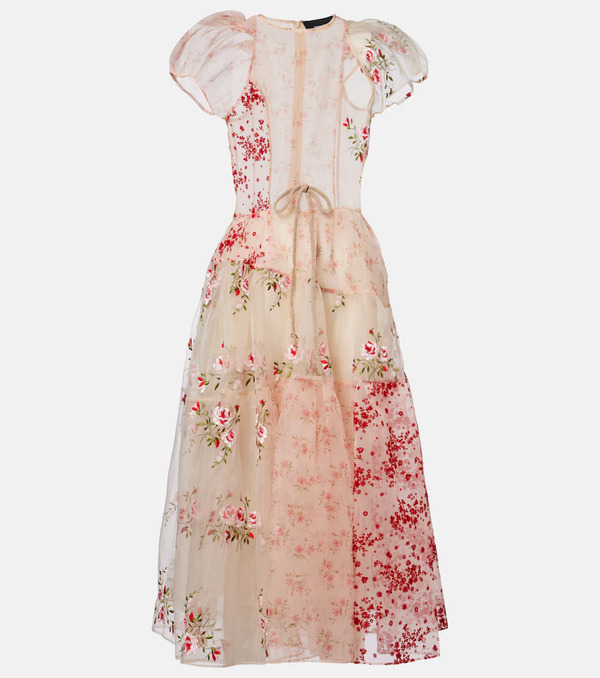  Simone Rocha Simone Rocha Vestido Midi De Organza Patchwork 