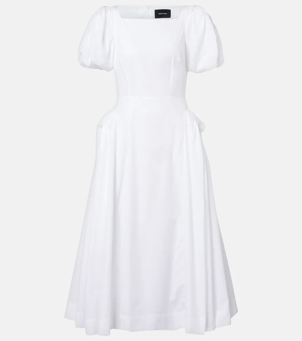  Simone Rocha Simone Rocha Vestido Midi En Popelín De Algodón 