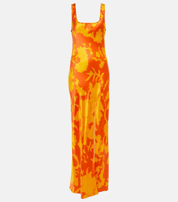  Sir Sir Vestido Largo De Seda Estampado 
