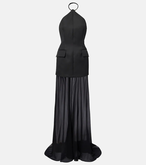  Sportmax Sportmax Vestido Largo Pinne Con Seda 