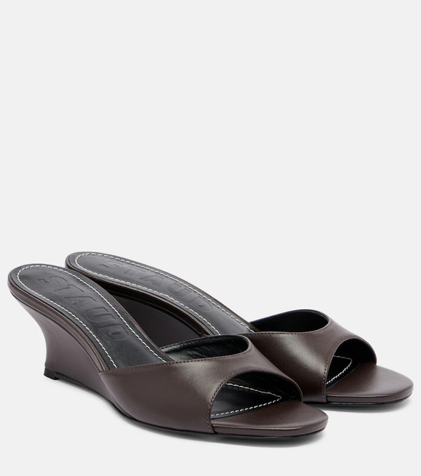  Staud Staud Mules Con Cuña Brigitte De Piel 