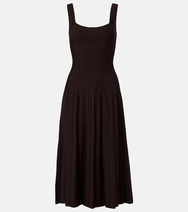  Staud Staud Vestido Midi Ellison De Punto Plisado 