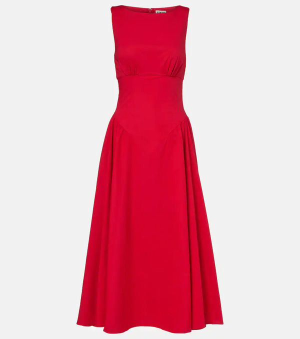  Staud Staud Vestido Midi Gwen De Popelín De Algodón 