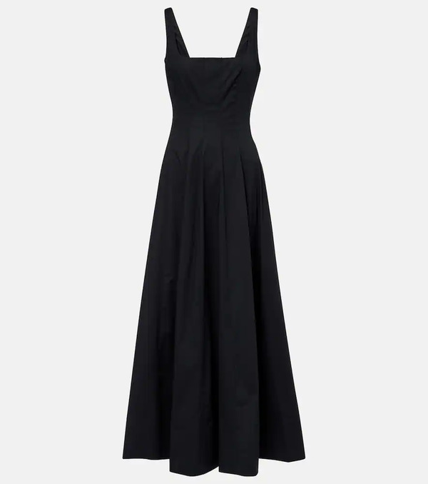  Staud Staud Vestido Midi Wells De Algodón Plisado 