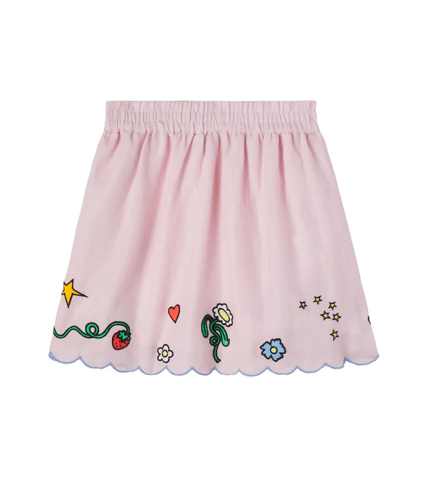 Stella Mccartney Kids Stella Mccartney Kids Falda De Lino Y Algodón Bordada 