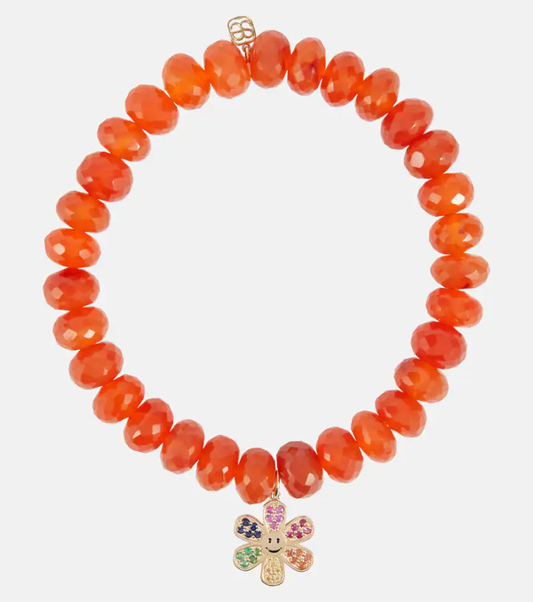  Sydney Evan Sydney Evan Brazalete Daisy De Oro De 14 ct Con Cuentas De Cornalina 