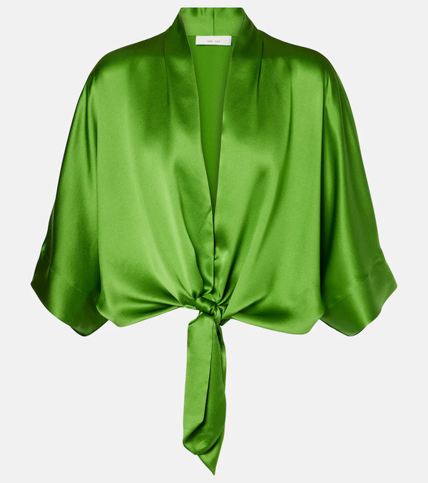  The Sei The Sei Blusa Cropped De Satén De Seda 