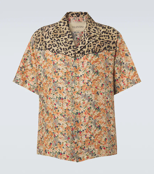  Valentino Valentino Camisa Bowling De Seda Estampada 