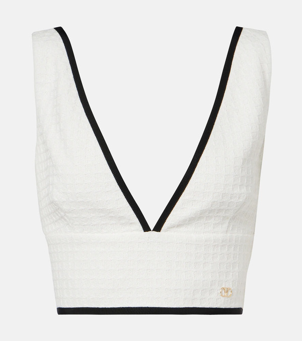  Valentino Valentino Crop Top De Sarga De Algodón Con Vlogo 