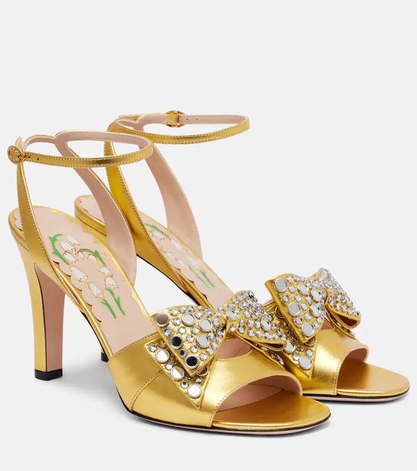  Valentino Garavani Valentino Garavani Sandalias Bowow 95 De Piel Metalizada Adornadas 