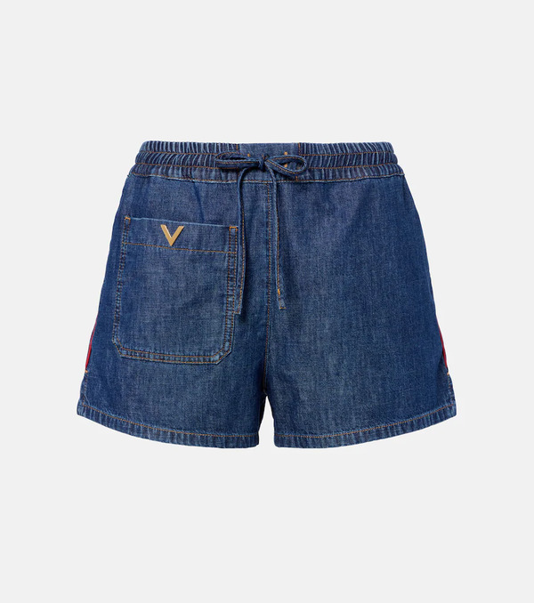  Valentino Valentino Shorts De Denim Con Vgold 